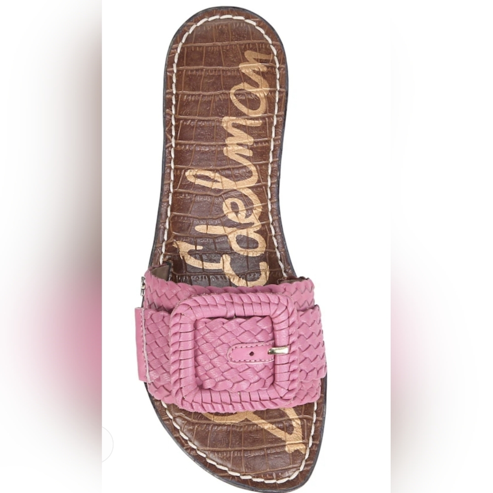 Sam Edelman Pink Woven Slide Sandals with Buckle Accent Size #8 - Picture 2 of 6